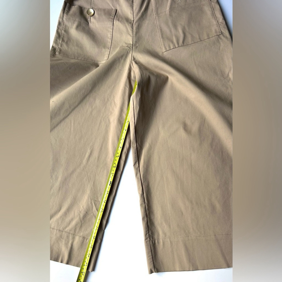 Belted Wide-Leg Jumpsuit Women's Tan Belted Romper cotton blend - Picture 4 of 10